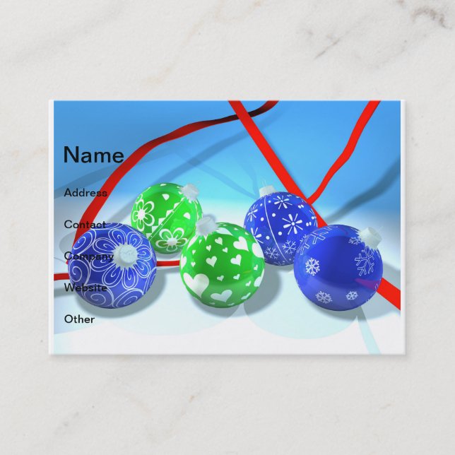 Tarjeta De Visita Ornamentos de Navidad (Anverso)