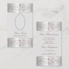 Tarjeta De Visita Ornamentos de oro con Rosa de plata noble con foto