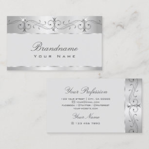 Tarjeta De Visita Ornamentos elegantes de diamantes espumosos de pla