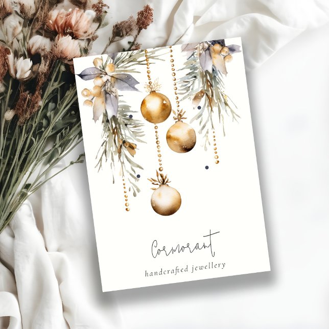 Tarjeta De Visita Ornamentos Gold Christmas 2 Earring Stud Holder (Subido por el creador)