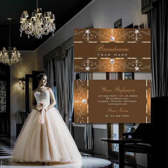 Tarjeta De Visita Ornamentos lujosos Naranja Brown Ornate Borders (Subido por el creador)