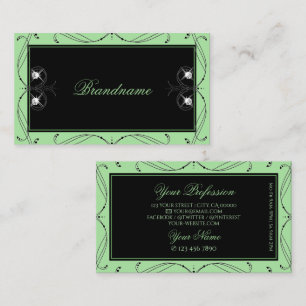 Tarjeta De Visita Ornamentos ornados de las joyas de esparkle verde