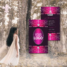 Tarjeta De Visita Ornamentos ornamentos ornados rosados púrpura y bo