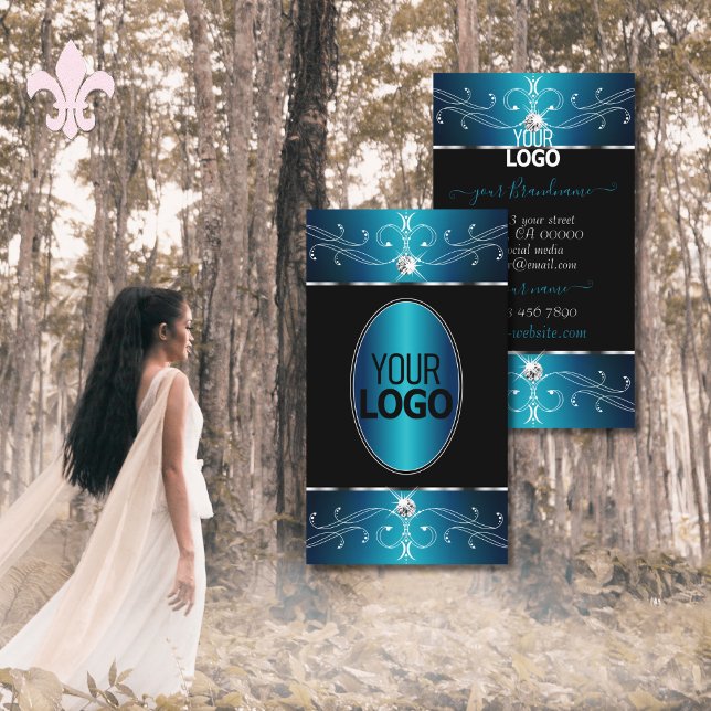 Tarjeta De Visita Ornamentos ornamentos Verde azulados azul de lujo  (Subido por el creador)