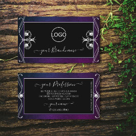 Tarjeta De Visita Ornate Black Blue Purple Sparkle Diamantes Añadir 