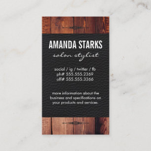 Tarjeta De Visita Ornate Element Wood Grain Leather