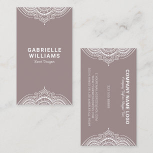 Tarjeta De Visita Ornate Girly White Lace Frame On Tan Background