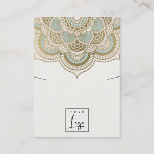 Tarjeta De Visita Ornate Gold Verde azulado Mandala collar Earl Disp