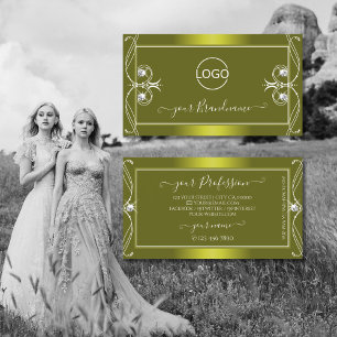 Tarjeta De Visita Ornate Mustard Yellow Sparkling Diamantes con logo