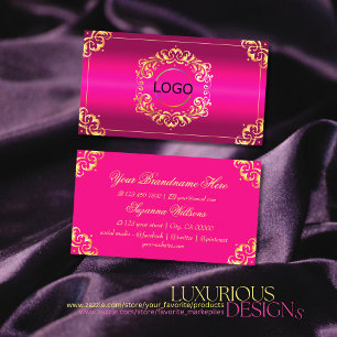 Tarjeta De Visita Ornato de oro rosado vibrante con logotipo suntuos