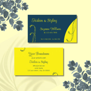 Tarjeta De Visita Ornato ornamental amarillo y azul oscuro
