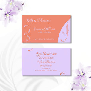 Tarjeta De Visita Ornato ornamental de coral y lavanda
