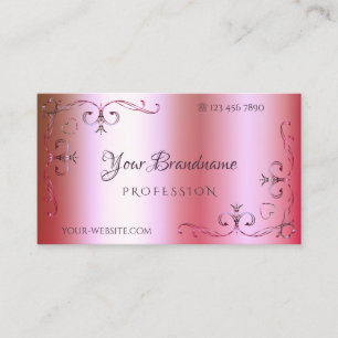 Tarjeta De Visita Ornato ornamental de gradiente rosa y verde lumino