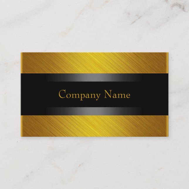Tarjeta De Visita Oro amarillo elegante con negro (Anverso)