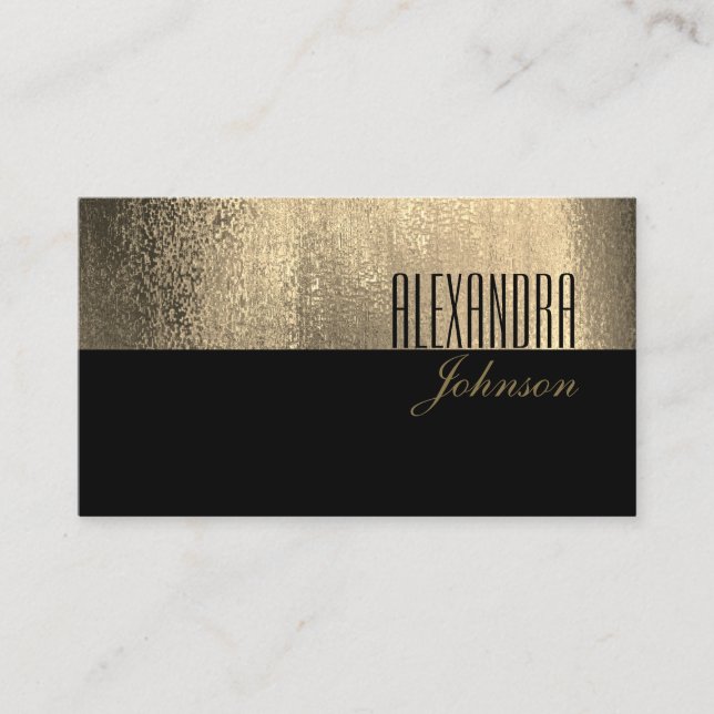 Tarjeta De Visita Oro amarillo y negro simple profesional elegante (Anverso)