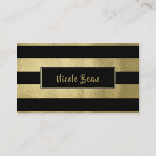 Tarjeta De Visita Oro Amarillo y Rayas Negras Chic Glamour Moderno