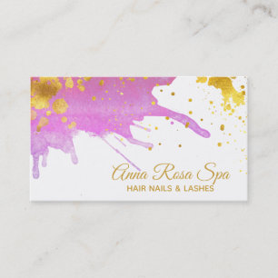 Tarjeta De Visita Oro atractivo rosado abstracto de la acuarela del
