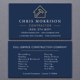 Tarjeta De Visita Oro azul de construcción de la marina de construcc