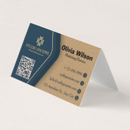 Tarjeta De Visita Oro Azul Marino Moderno Elegante