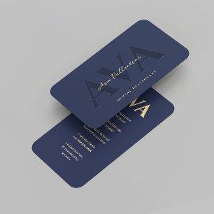 Tarjeta De Visita Oro azul ortodoncista dental moderno