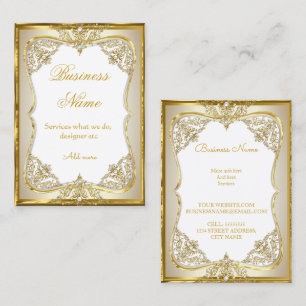 Tarjeta De Visita Oro blanco beige crema Perla Elite