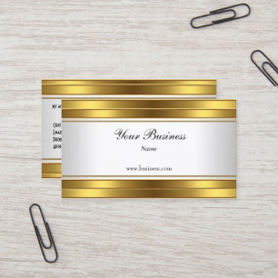 Tarjeta De Visita Oro Blanco Elegante Clásico