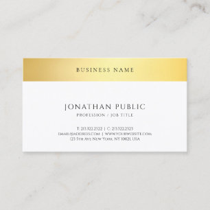 Tarjeta De Visita Oro Blanco Elegante Plantilla Simple Conecte Con N