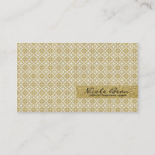 Tarjeta De Visita Oro Blanco Lámina Falsa Diseño Moderno Glamour Ele