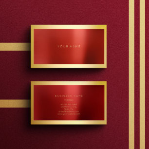 Tarjeta De Visita Oro Borgoña Rojo Enmarcado Lux Mínimo Metálico