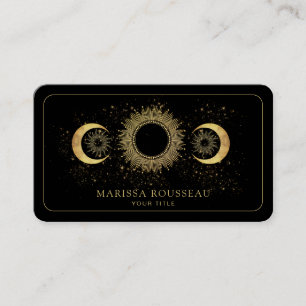 Tarjeta De Visita Oro Celestial Sol Negro Luna 