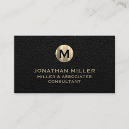 Tarjeta De Visita Oro cepillado de cuero negro