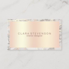 Tarjeta De Visita Oro color de rosa moderno y interiorista de mármol