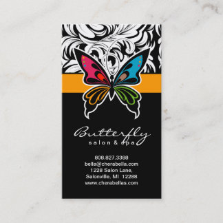 Tarjeta De Visita Oro colorido de la mariposa del balneario de las