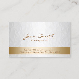 Tarjeta De Visita Oro con clase y artista de maquillaje blanco