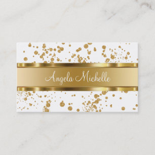 Tarjeta De Visita Oro con clase y profesional blanco