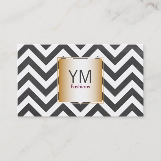 Tarjeta De Visita Oro con patrón Chevron contemporáneo (Anverso)