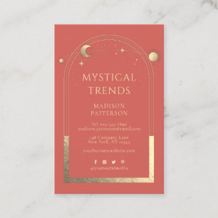Tarjeta De Visita Oro Coral Místico Celestial Marca