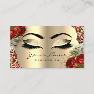 Tarjeta De Visita Oro Damask Makeup Artista Lash Floral Rosa Lux