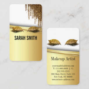 Tarjeta De Visita Oro de artista de maquillaje profesional y experto