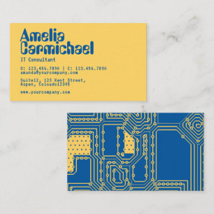 Tarjeta De Visita Oro de Aspen y Tecnología Geek Azul Princesa