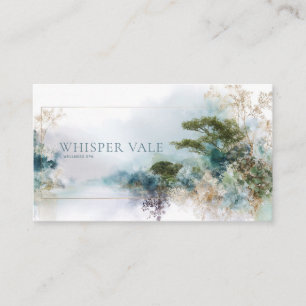Tarjeta De Visita Oro de Bosque Esmeralda Etéreo Abstracto Acuarela