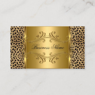 Tarjeta De Visita Oro de diseñador Leopardo Negro Animal