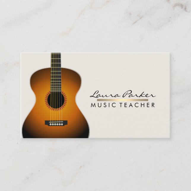 Tarjeta De Visita Oro de la guitarra del profesor de música del (Anverso)