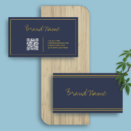 Tarjeta De Visita Oro de la Marina | Elegante caligrafía Sleek códig