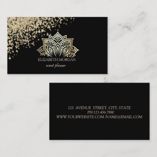 Tarjeta De Visita Oro de loto negro diamantes profesionales modernos