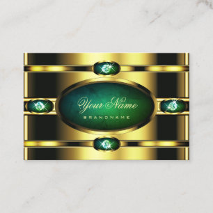Tarjeta De Visita Oro de lujo con Diamantes de imitación Verde azula