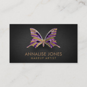Tarjeta De Visita Oro de lujo y mariposa Amethyst