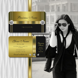 Tarjeta De Visita Oro de lujo y negro con diamantes espumosos