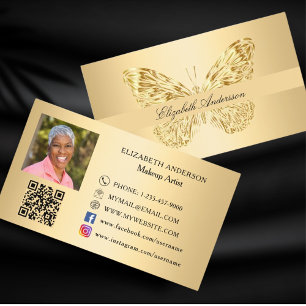 Tarjeta De Visita oro de mariposa QR foto de código social