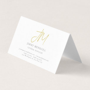 Tarjeta De Visita Oro de monograma de lujo minimalista moderno perla